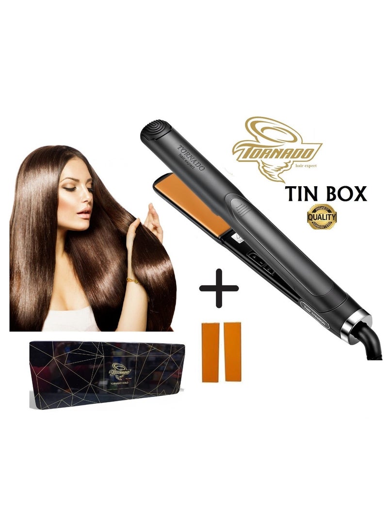 تورنيدو جولد مكواة شعر تورنيدو جولد الاحترافيه 2*1 علبه صفيح 980 درجه حرارة+2 سراميك اضافي - Image 1